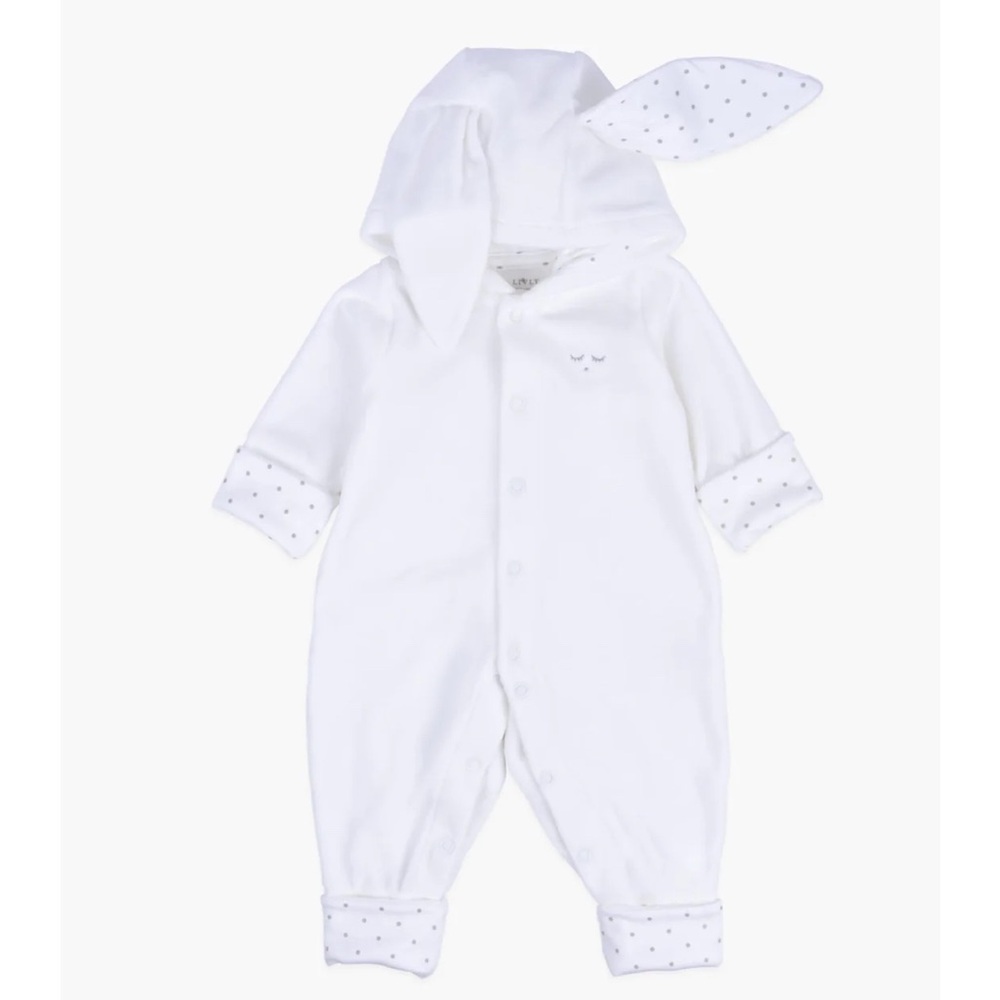 Lively White Bunny Ear Hooded Romper 3-6 months